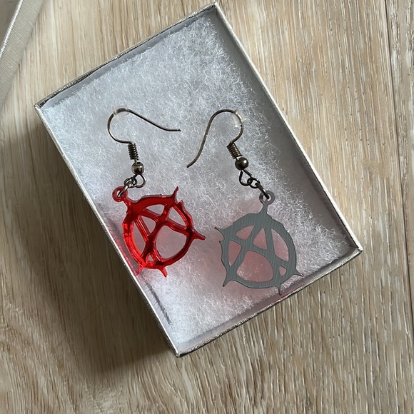 Crafty Anteater Red Anarchy Earrings - Picture 2 of 2
